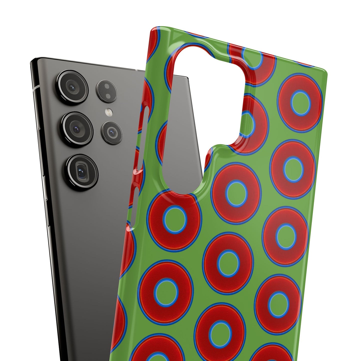 <Lumpy Donut Snap Case - red vivid donut print w/light green background