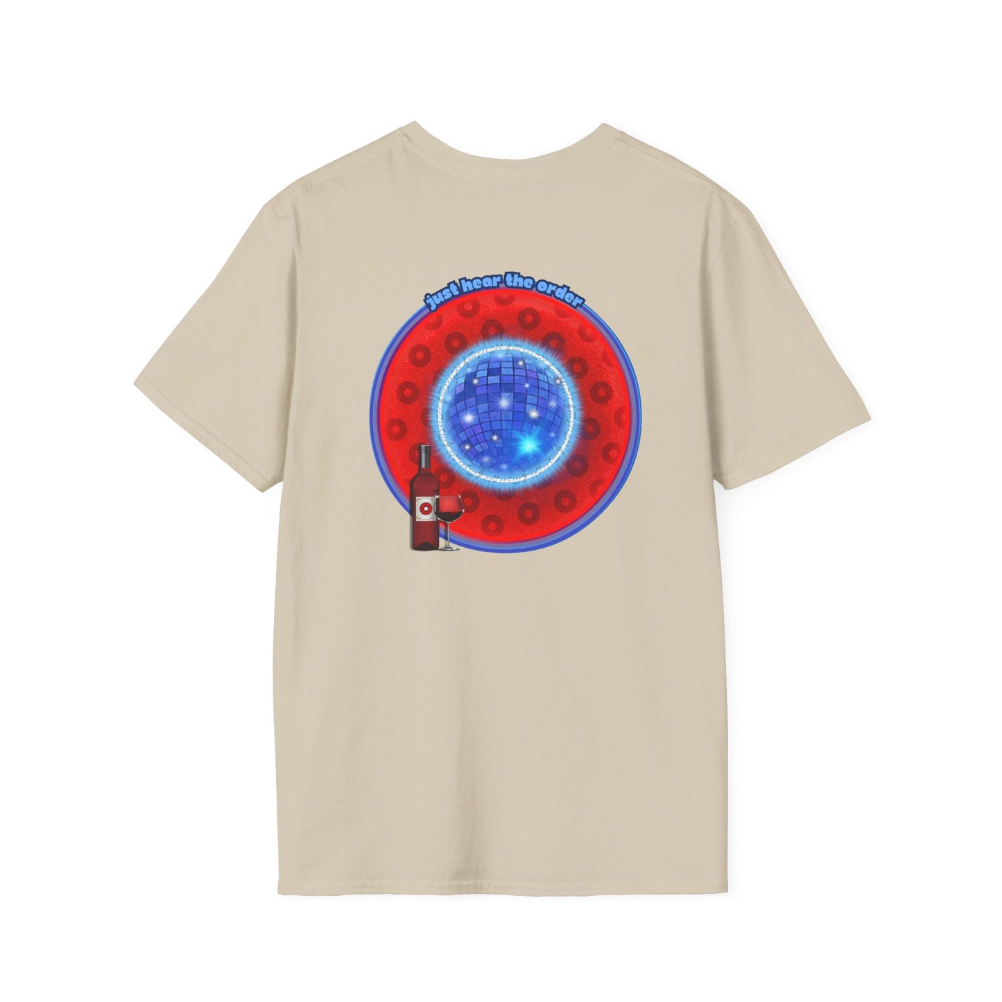Classic Donut Tee - Unisex Soft-Style - "The Skipper's Donut" - red/blue paradoxical widemouthed donut