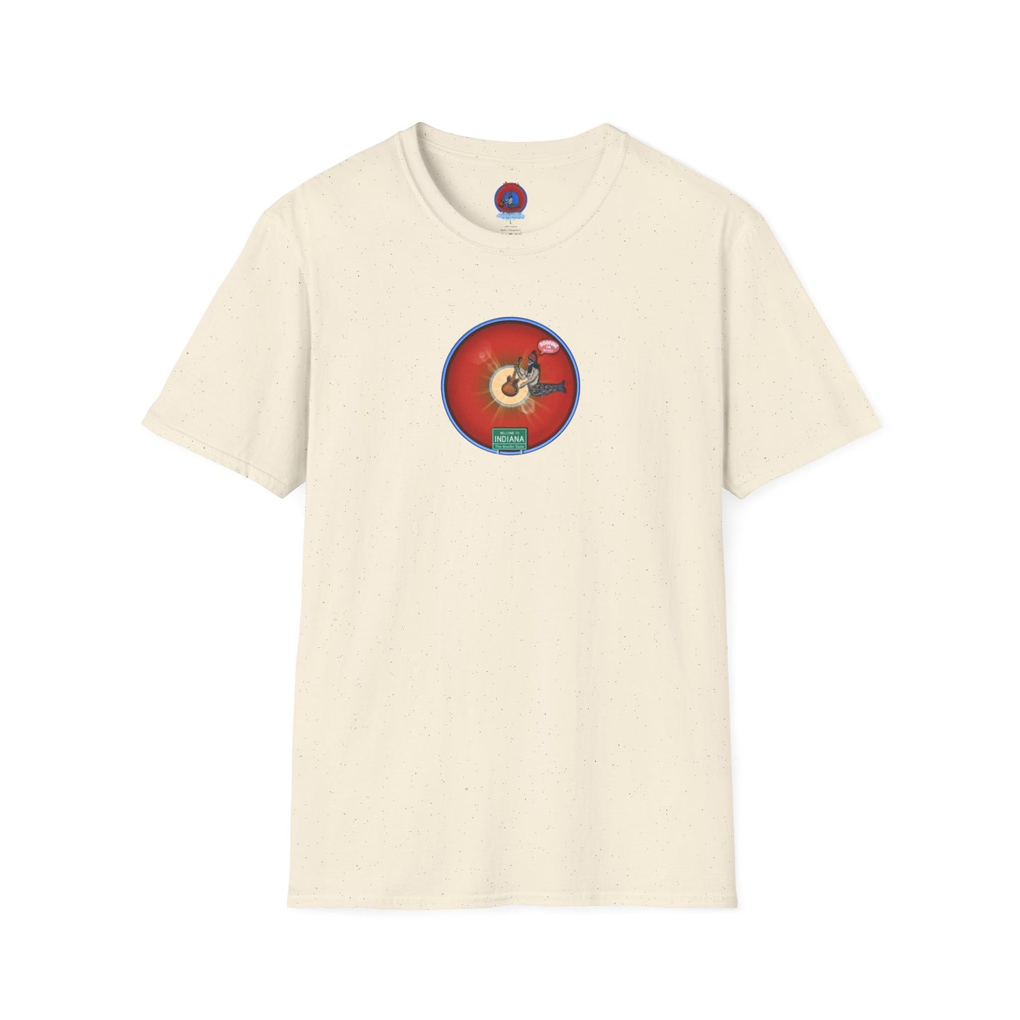 Classic Donut Tee - Unisex Soft-Style - "Indiana is for Boofers" - vivid red/blue plumpy donut - variant 2 - w/sun drop