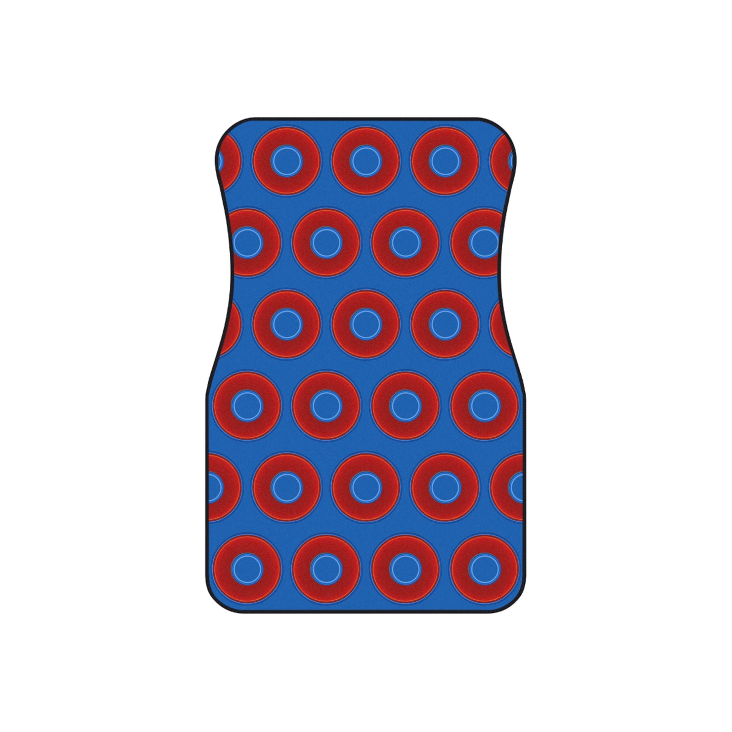 Contacted Car Mats - Set of 2/Front - vivid donut print w/dark royal blue background