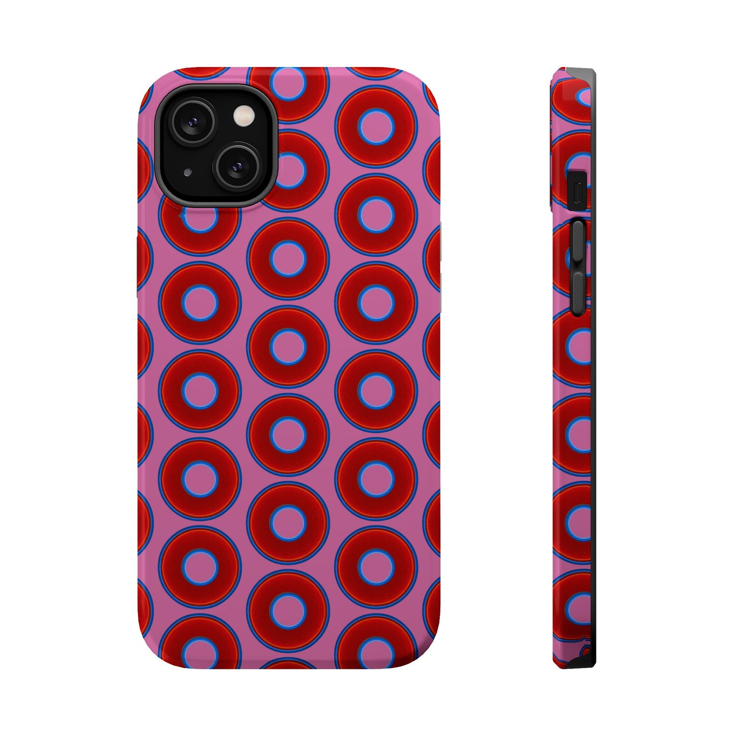 Magnetic Tough Donut Case - red vivid donut print w/pink background