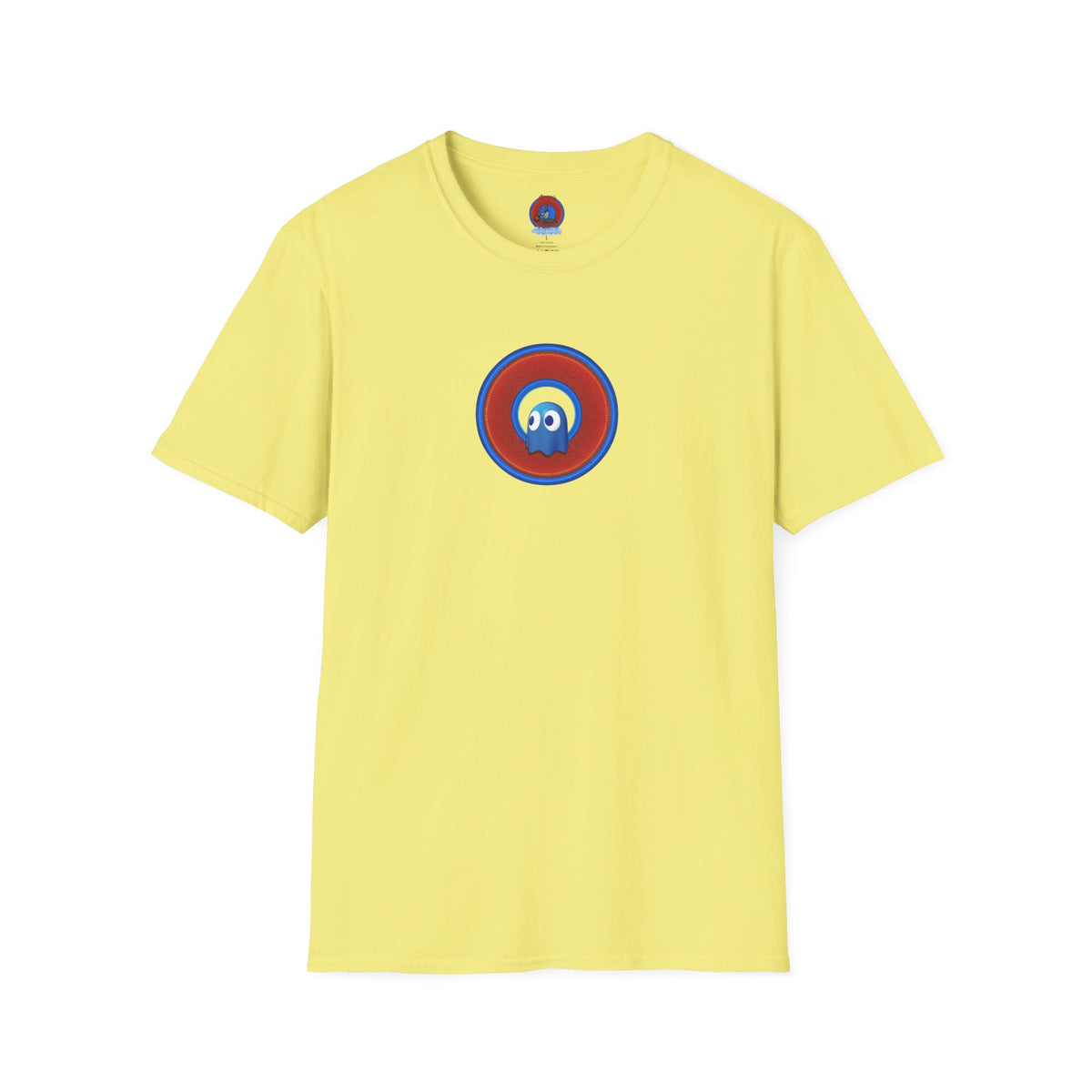 Classic Donut Tee - Unisex Soft-Style - "The Story of the Donut - a Ghostly Good Time" - red/blue rustic donut - variant 1