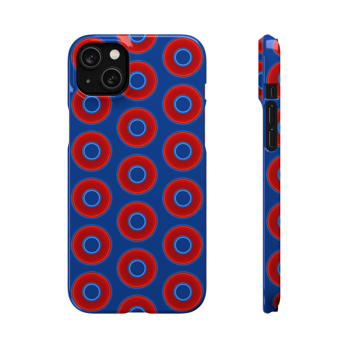 Lumpy Donut Snap Case - red vivid donut print w/dark blue background