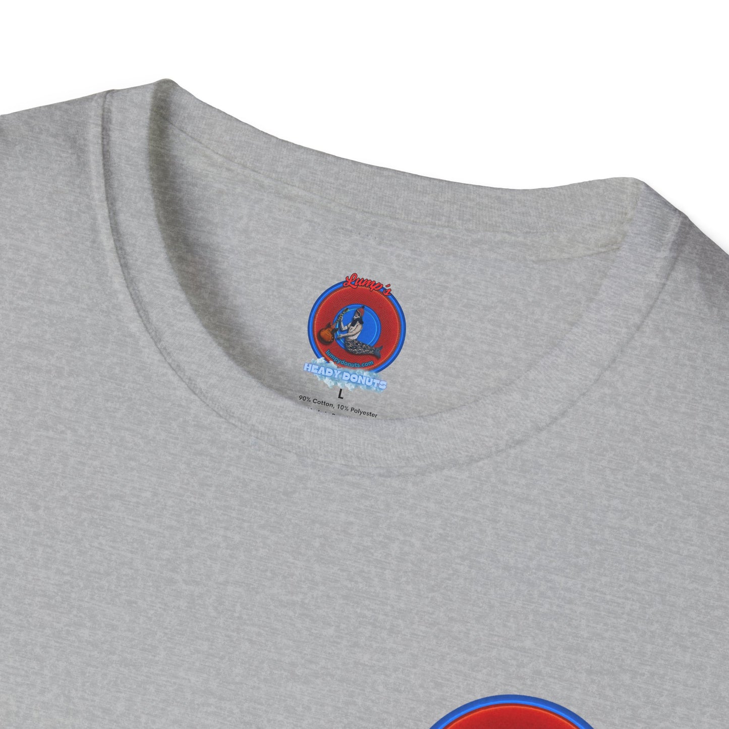 Classic Donut Tee - Unisex Soft-Style - "Soul Donut - We Keep on Rollin' Dough" - vivid red planetary donut - variant 1 [*charitable print - 50% of profit to The Nature Conservatory]