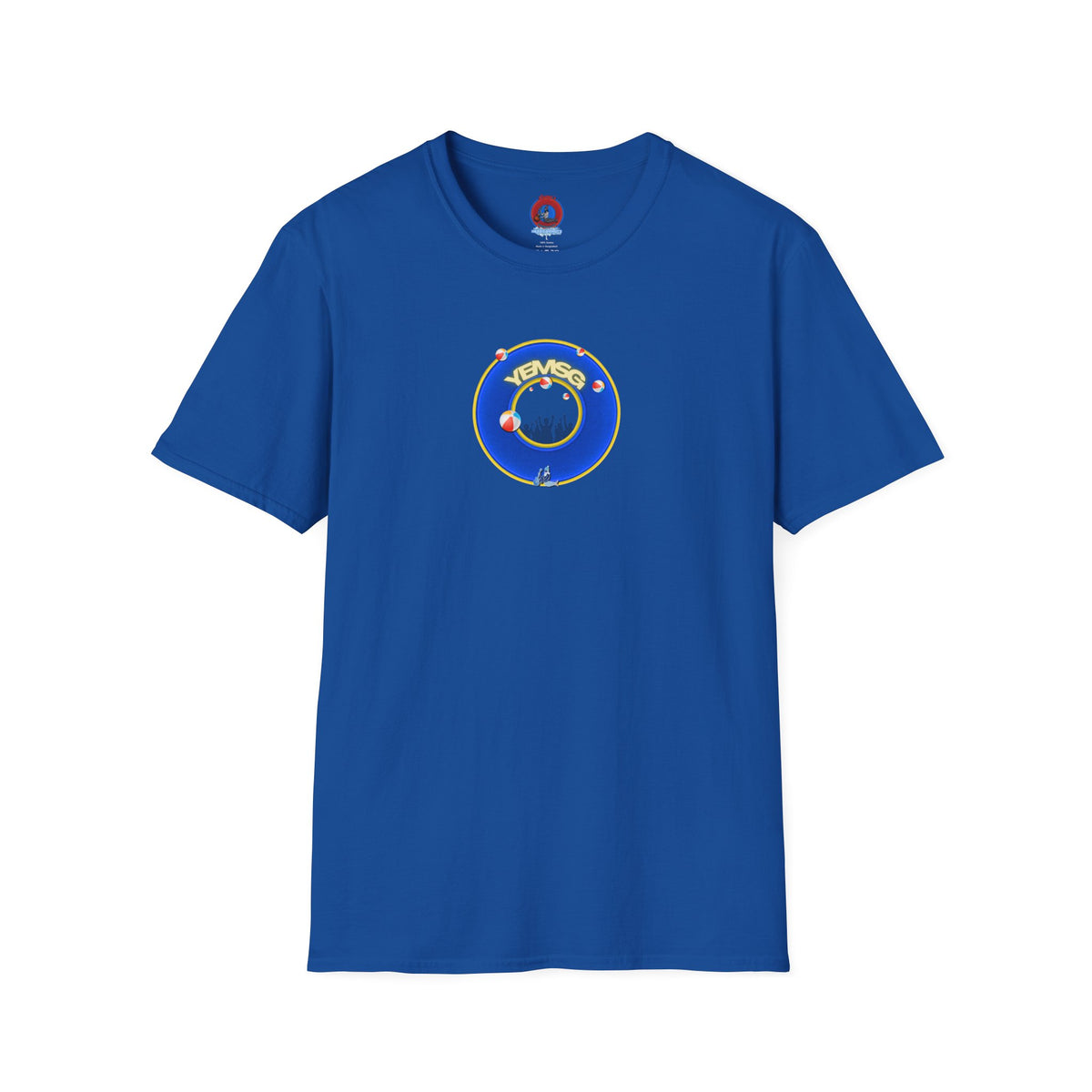 Donut Tee - Unisex Soft-Style - "The Donut's Secret Ingredient? MSG" - vivid blue/yellow donut - variant 2