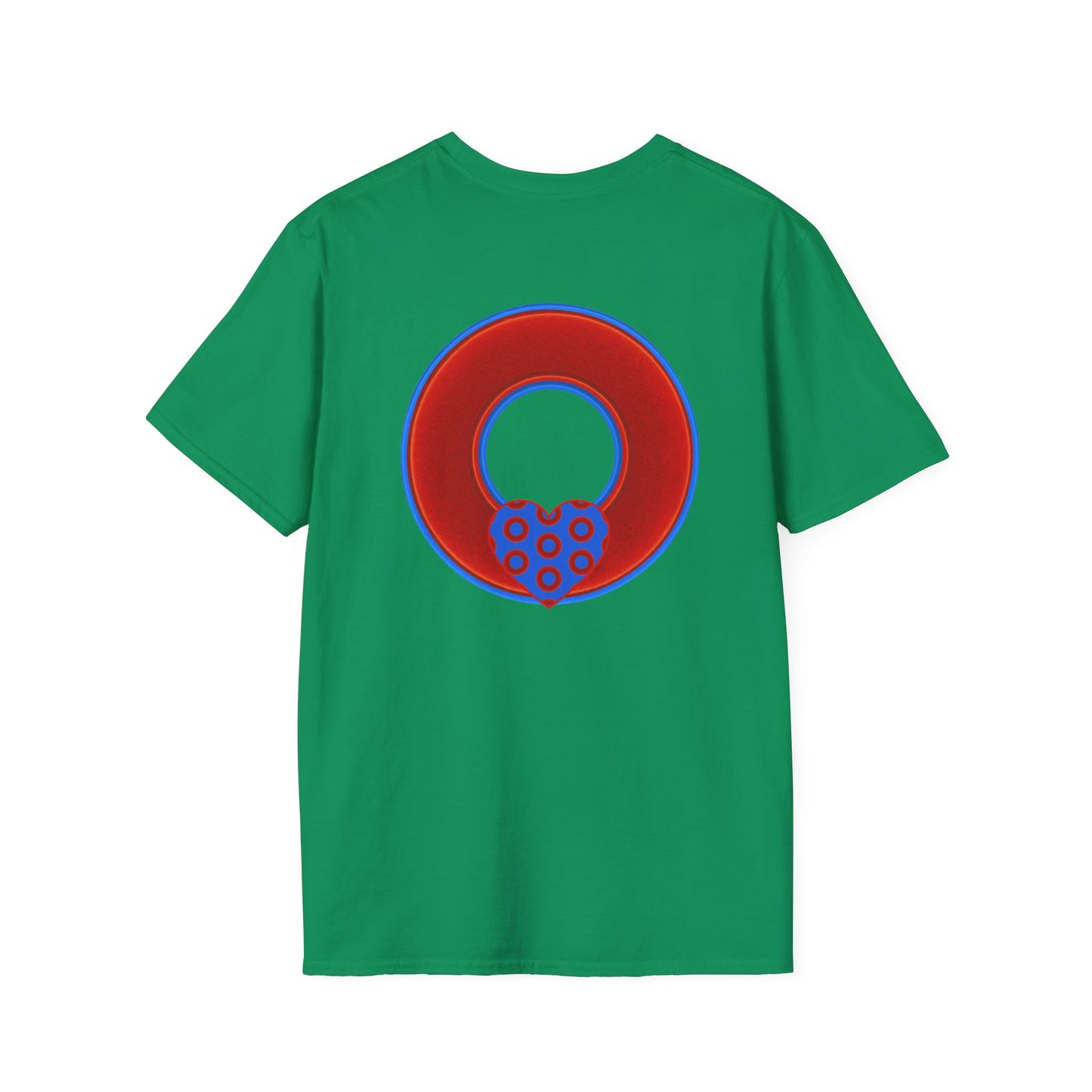 Classic Donut Tee - Unisex Soft-Style - "Ocean Donuts of Love" - vivid red donut - variant 1