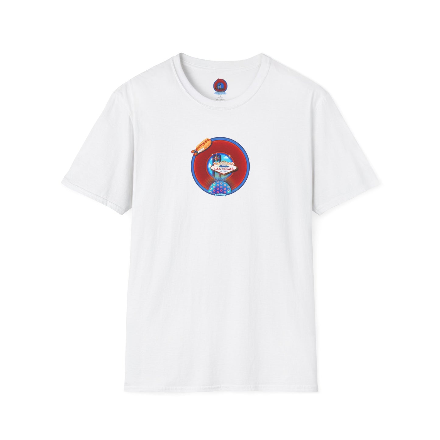 Classic Donut Tee - Unisex Soft-Style - "Viva Las Vegas Donut" -  vivid red donut w/raw dogger - variant 4