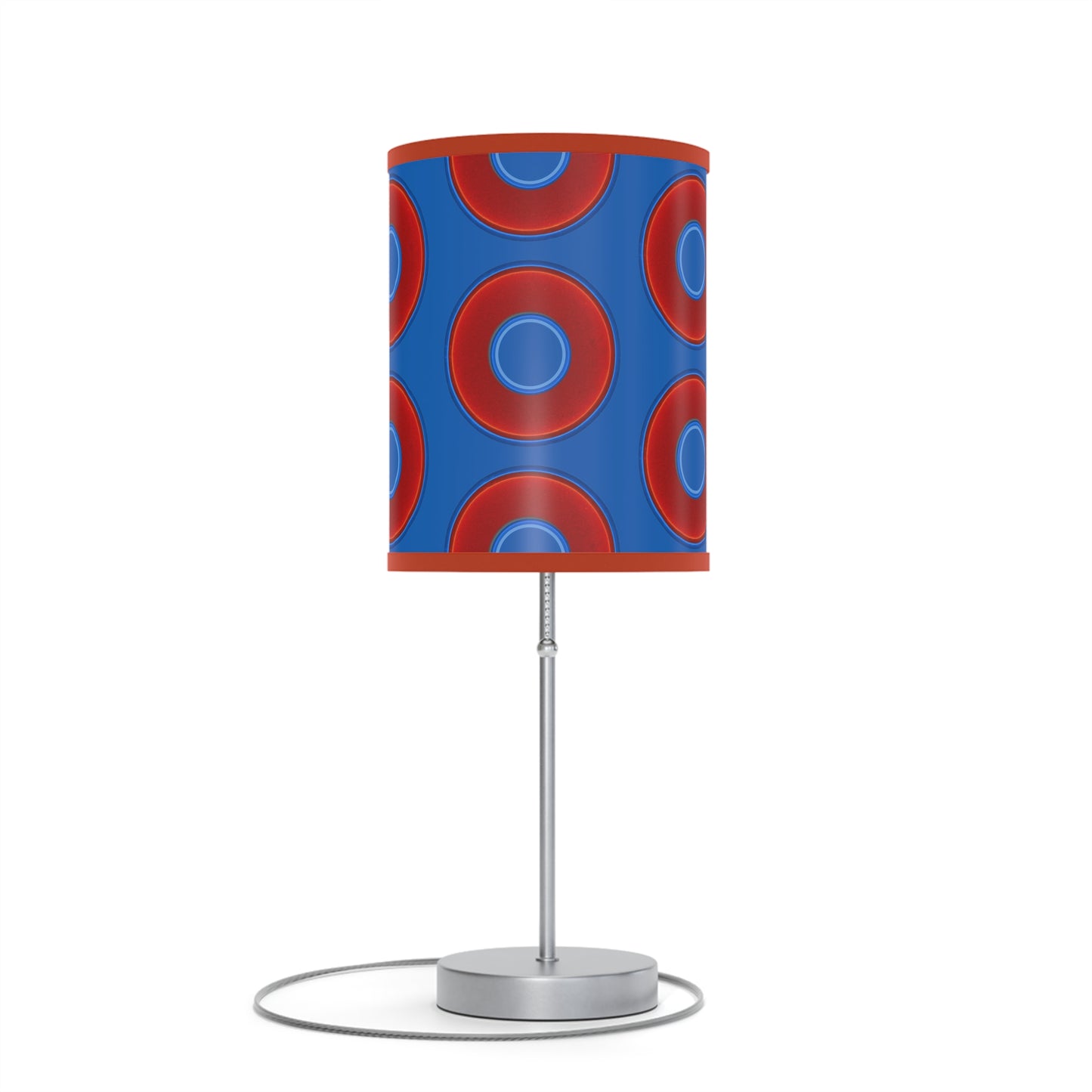 Lumpy Accent Lamps - red vivid donuts w/dark royal blue background