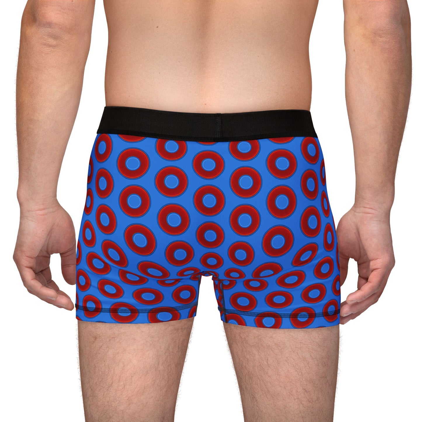 Men's Donut Boxers - red vivid donuts w/light royal blue background