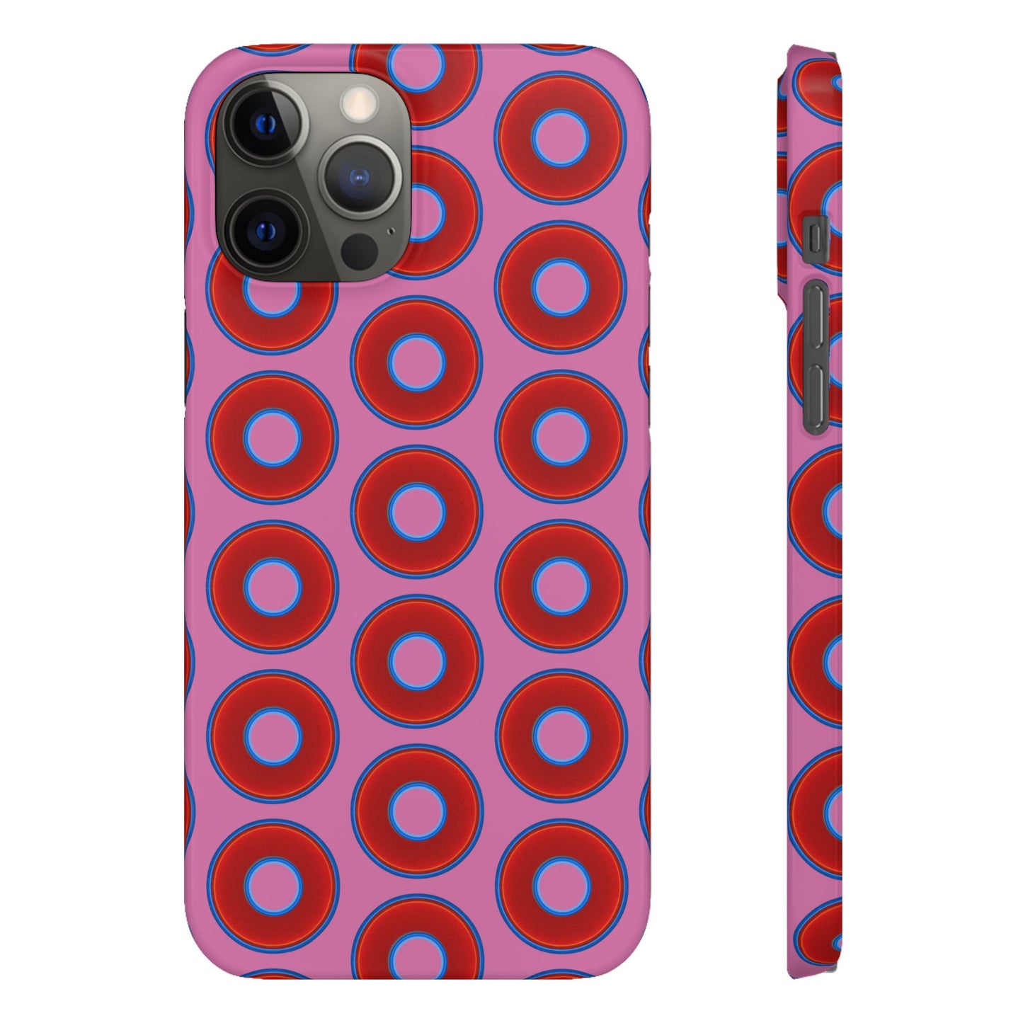 Lumpy Donut Snap Case - red vivid donut print w/light pink background