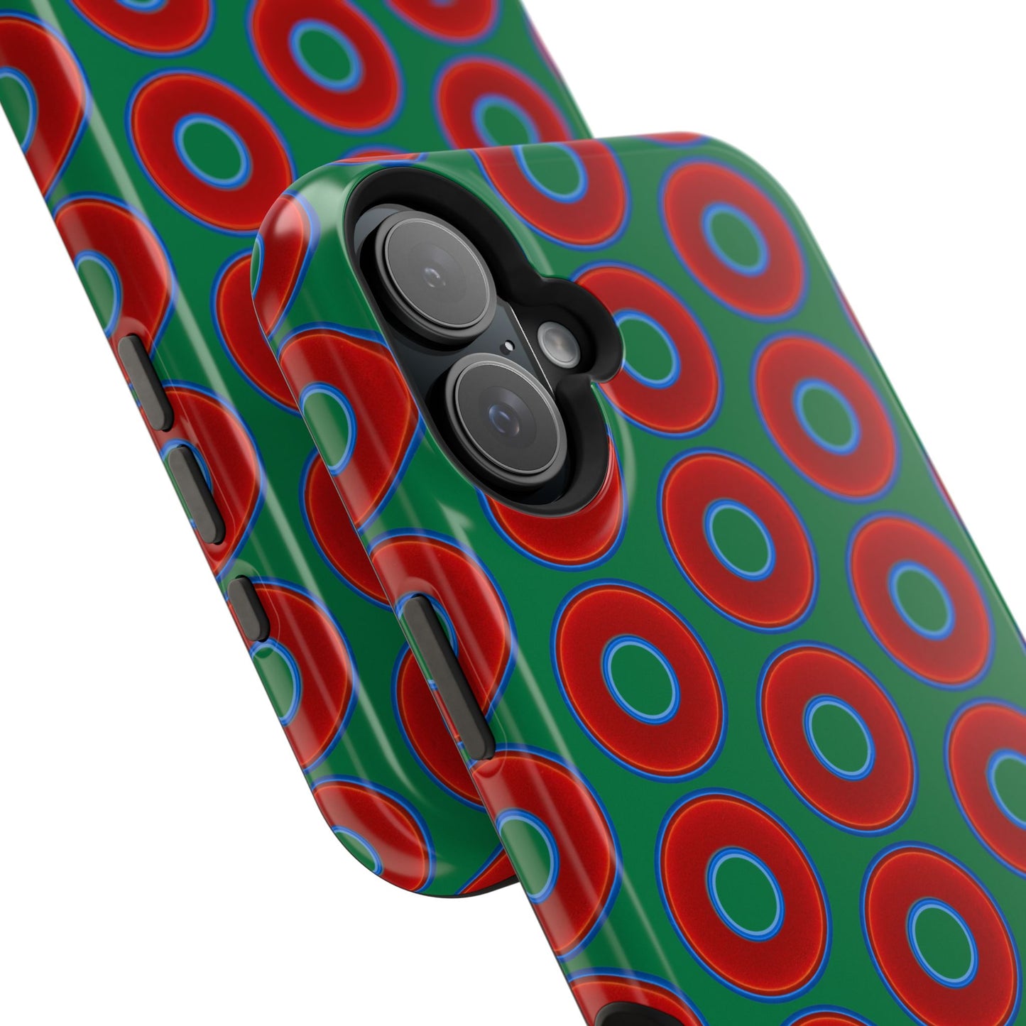 Magnetic Tough Donut Case - red vivid donut print w/green background