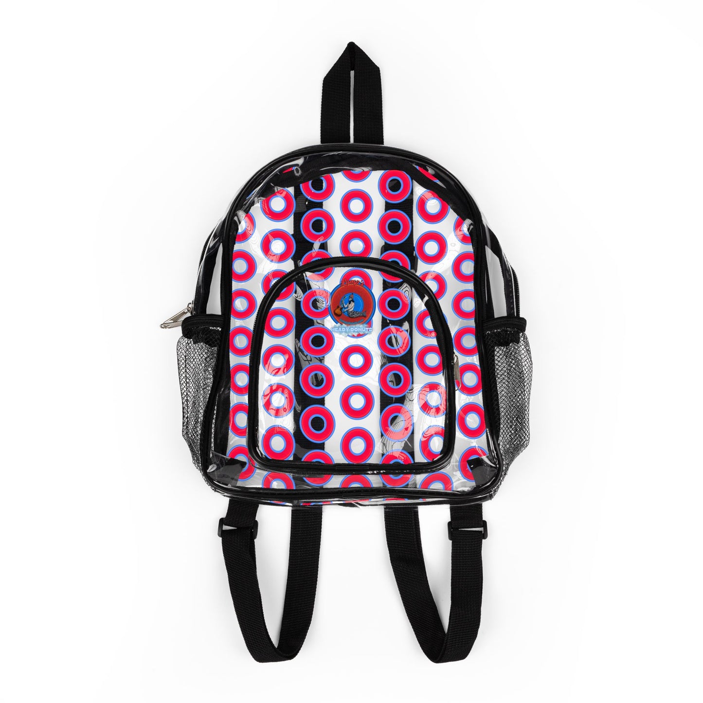 Lumpy Clear Pack/Concert Buddy - Plain Rustic Donut Print - magenta red/bright blue