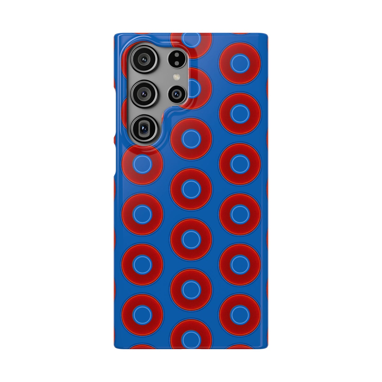 Lumpy Donut Snap Case - red vivid donut print w/dark royal background