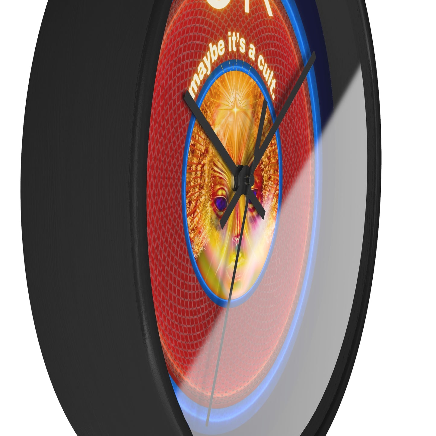 Lumpy Wall Clock - "Conjurers of Awesome" - variant 3 - rustic red/blue donut w/dark navy background