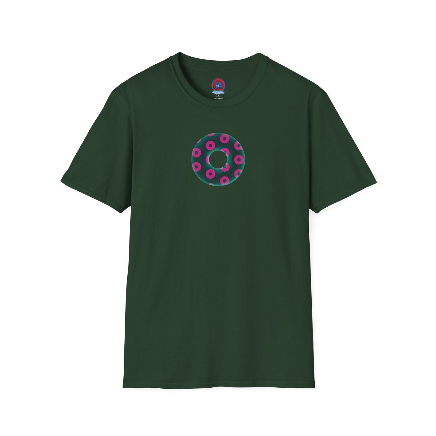 Plain Donuts/Unisex Soft-Style - "Plain Blimpy Paradoxical Donuts" - dark green/magenta donuts