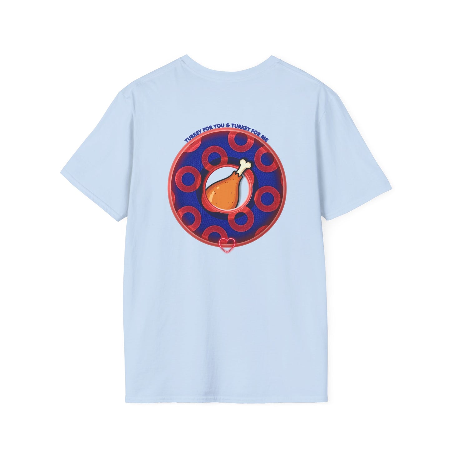 Classic Donut Tee - Unisex Soft-Style - "Turducken Donut Madness" - blue/red rustic paradox donut - holiday edition