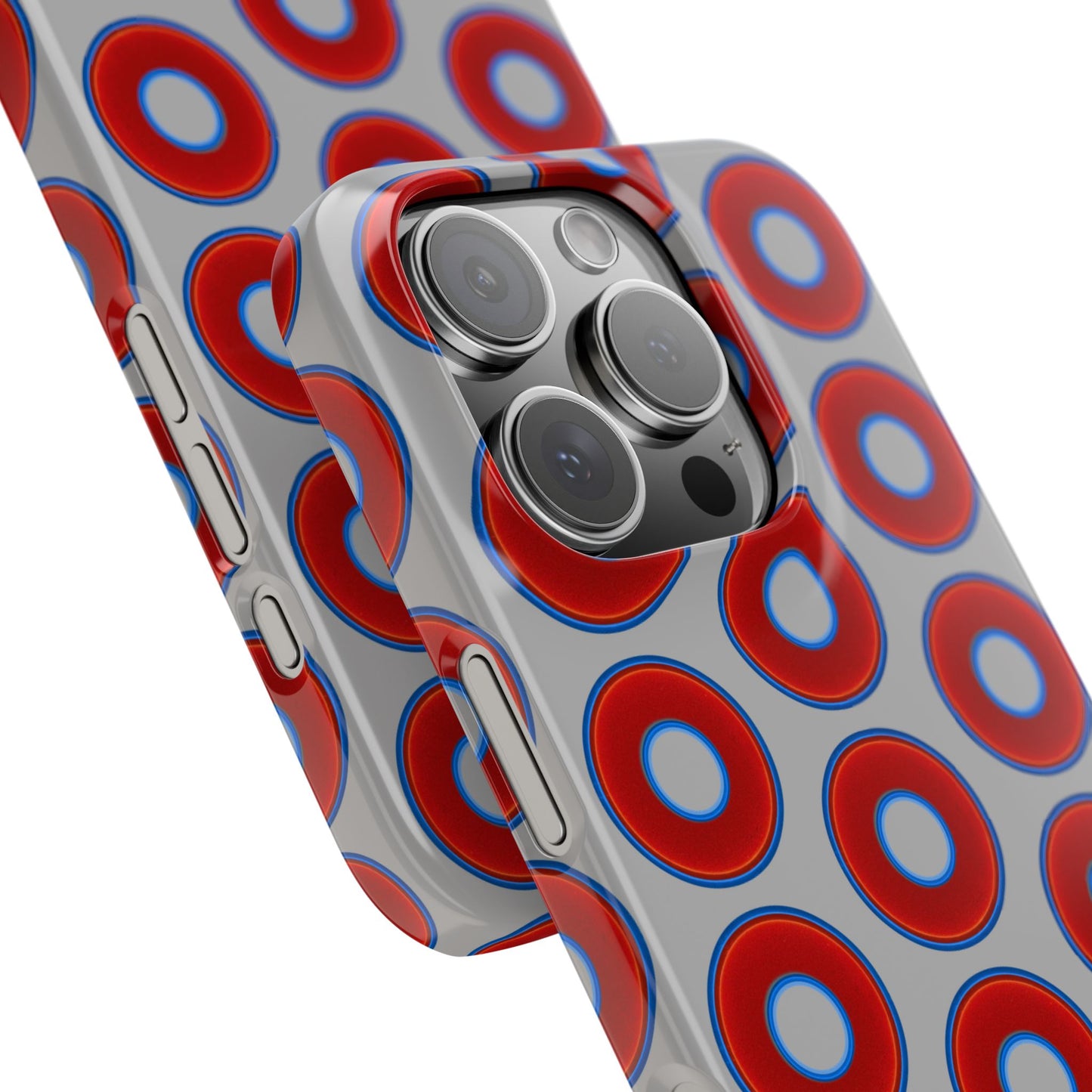 Lumpy Donut Snap Case - red vivid donut print w/light gray background