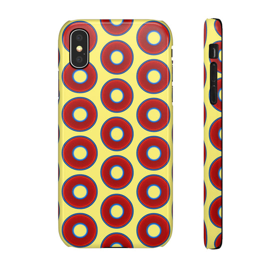 Lumpy Donut Snap Case - red vivid donut print w/yellow background
