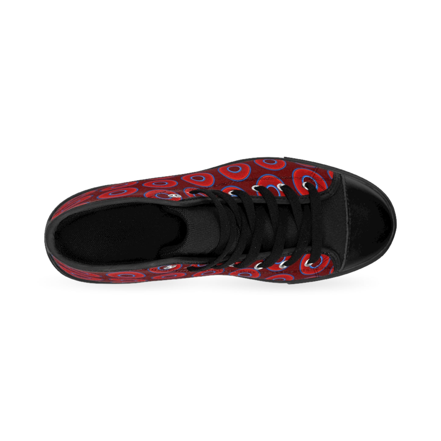 Men's Cushiony Convectors - High Tops - red vivid donuts w/dark red background