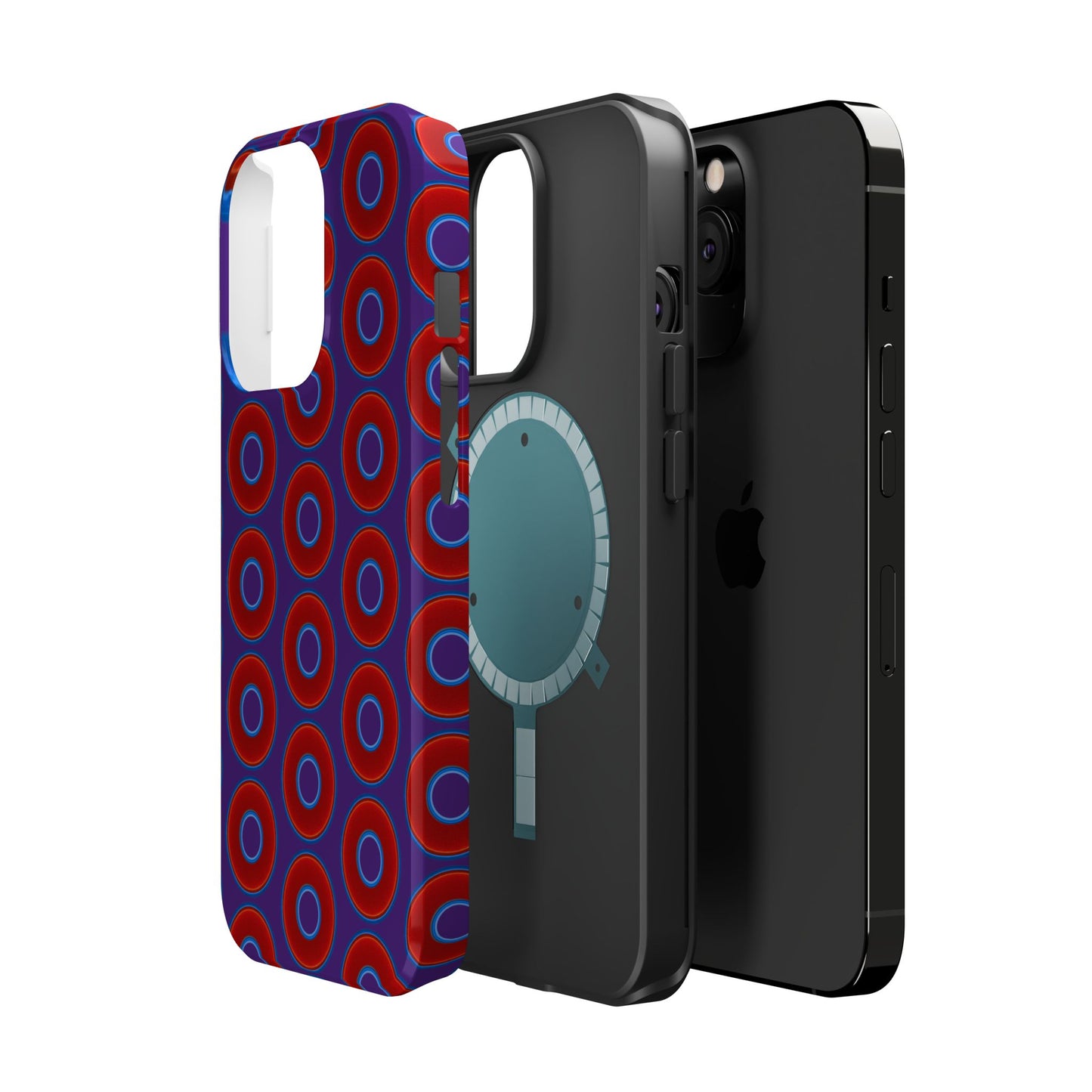 Magnetic Tough Donut Case - red vivid donut print w/purple background