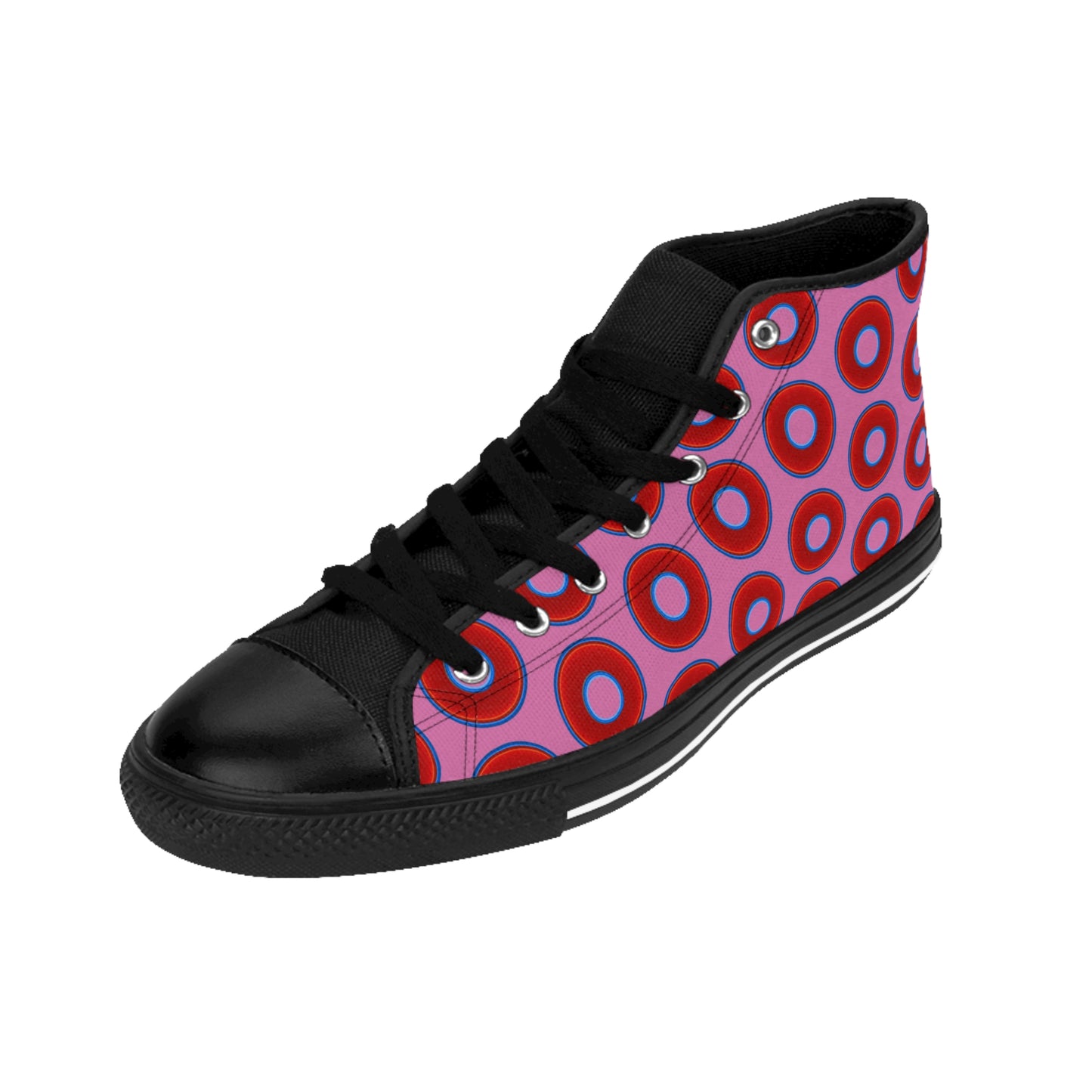 Men's Cushiony Convectors - High Tops - red vivid donuts w/pink background