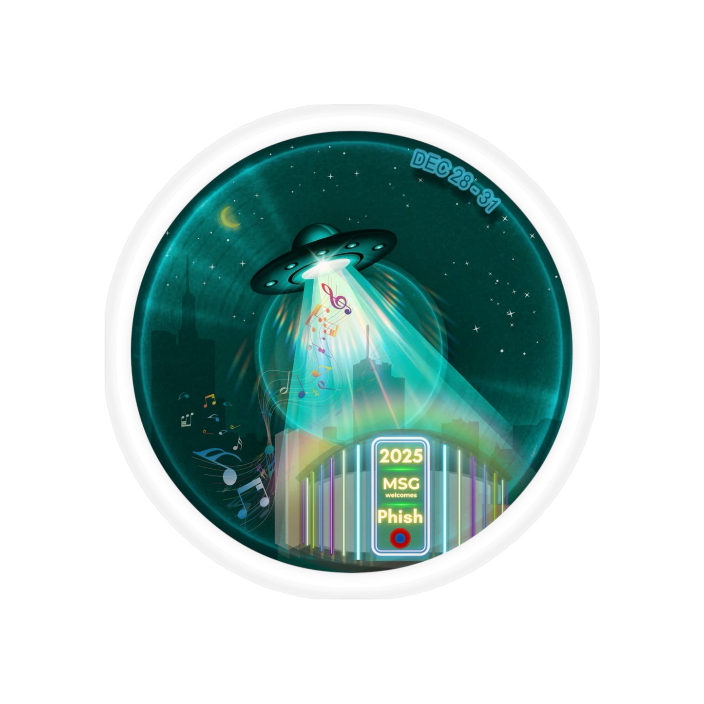 Donut Bumper/Outdoor Sticker - "Secret Ingredient? MSG of Course" - series 1.0 - teal donut - [Die-Cut] 6"x 6"