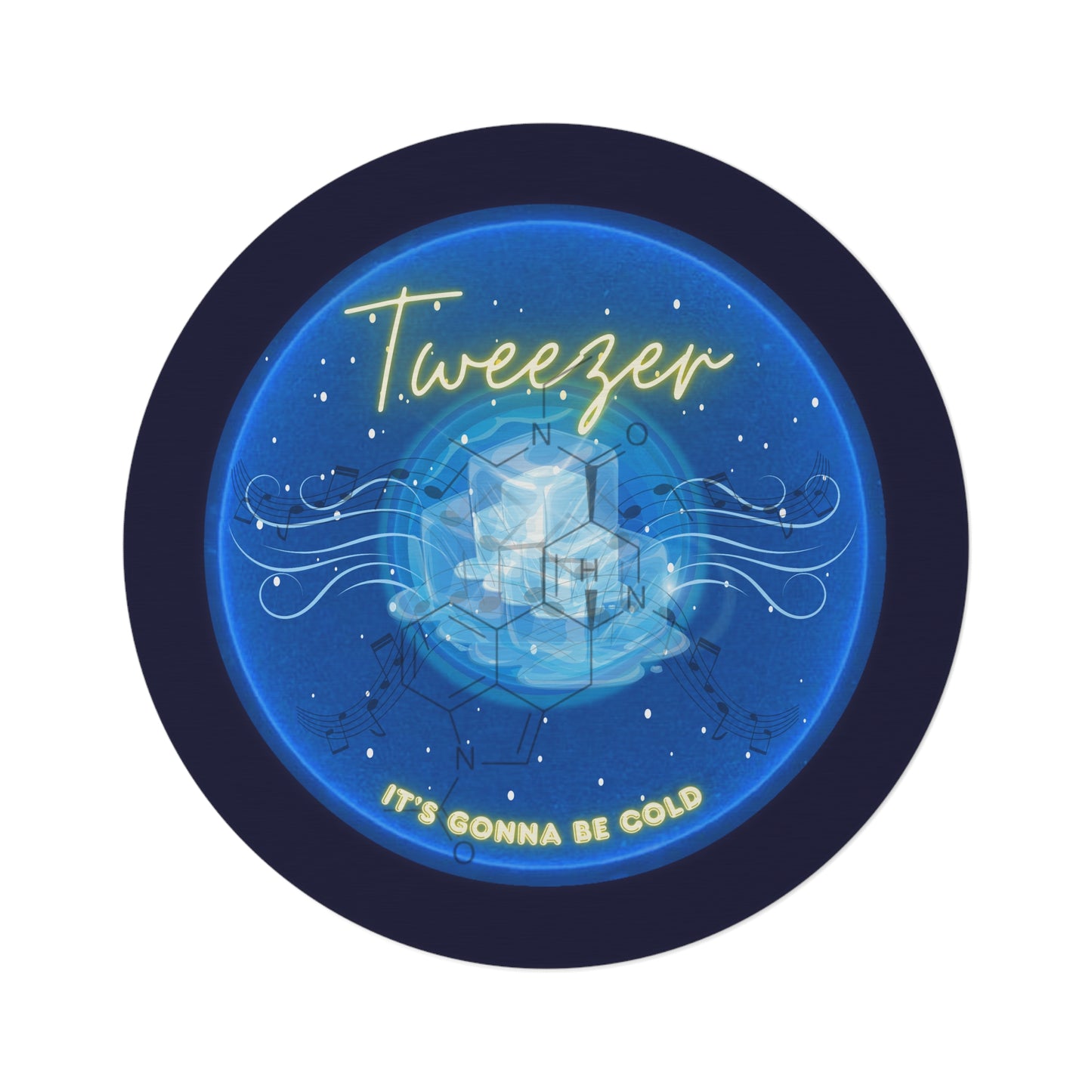 Round Room - 5 ft x 5 ft Lumpy Donut Rug - "The Donut Rug Reprised" - vivid blue donut w/midnight blue background - variant 3