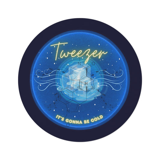 Round Room - 5 ft x 5 ft Lumpy Donut Rug - "The Donut Rug Reprised" - vivid blue donut w/midnight blue background - variant 3