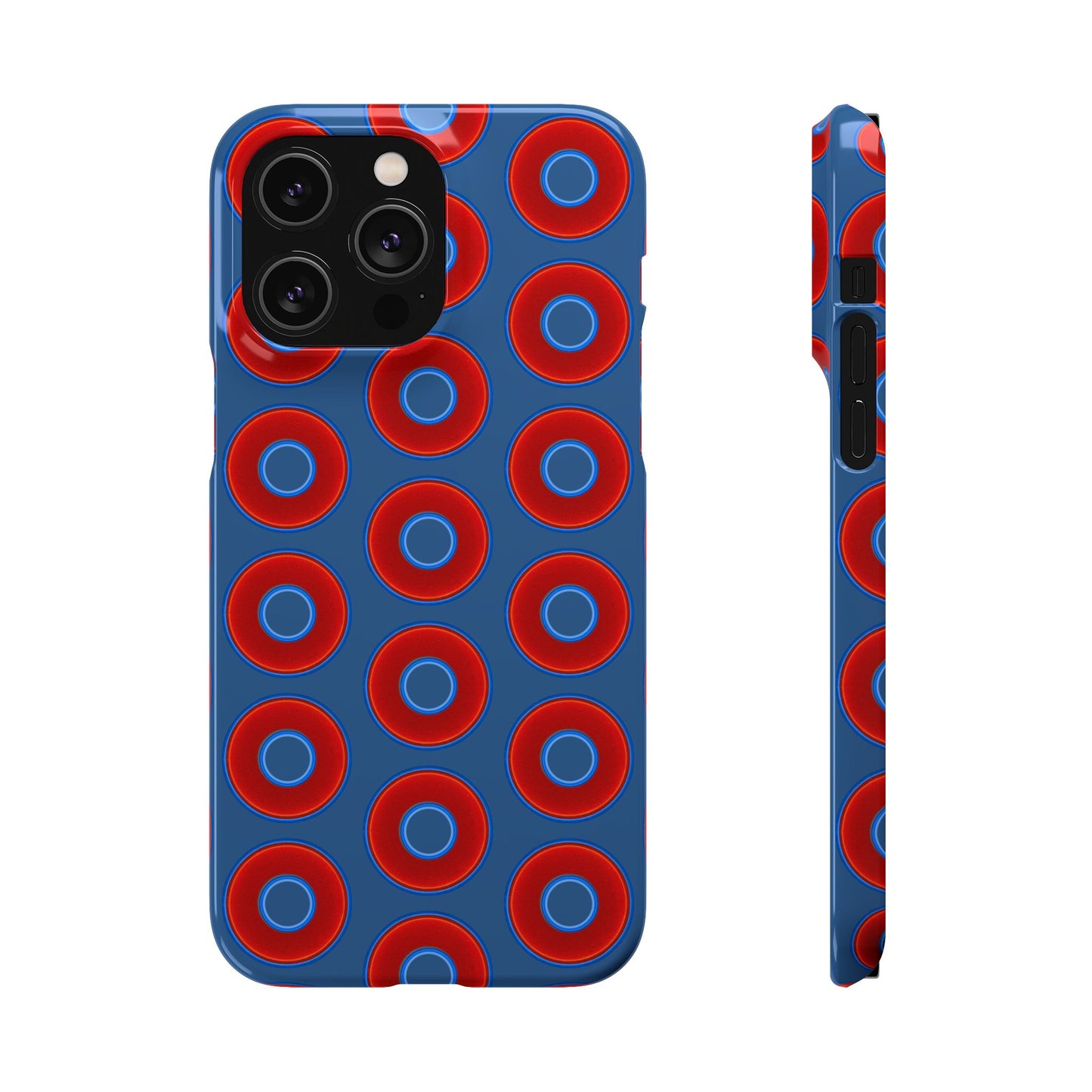 Lumpy Donut Snap Case - red vivid donut print w/light navy blue background