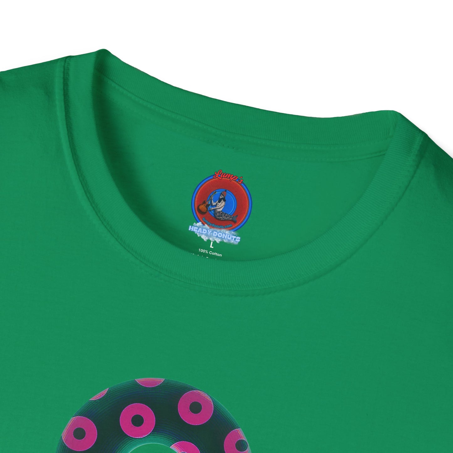 Plain Donuts/Unisex Soft-Style - "Plain Blimpy Paradoxical Donuts" - dark green/magenta donuts