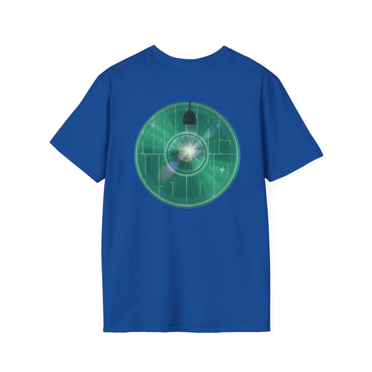 Classic Donut Tee - Unisex Soft-Style - "Harry's Hoodlum Donut" - series 1.0  - variant 4 - lights on/green donut(s)