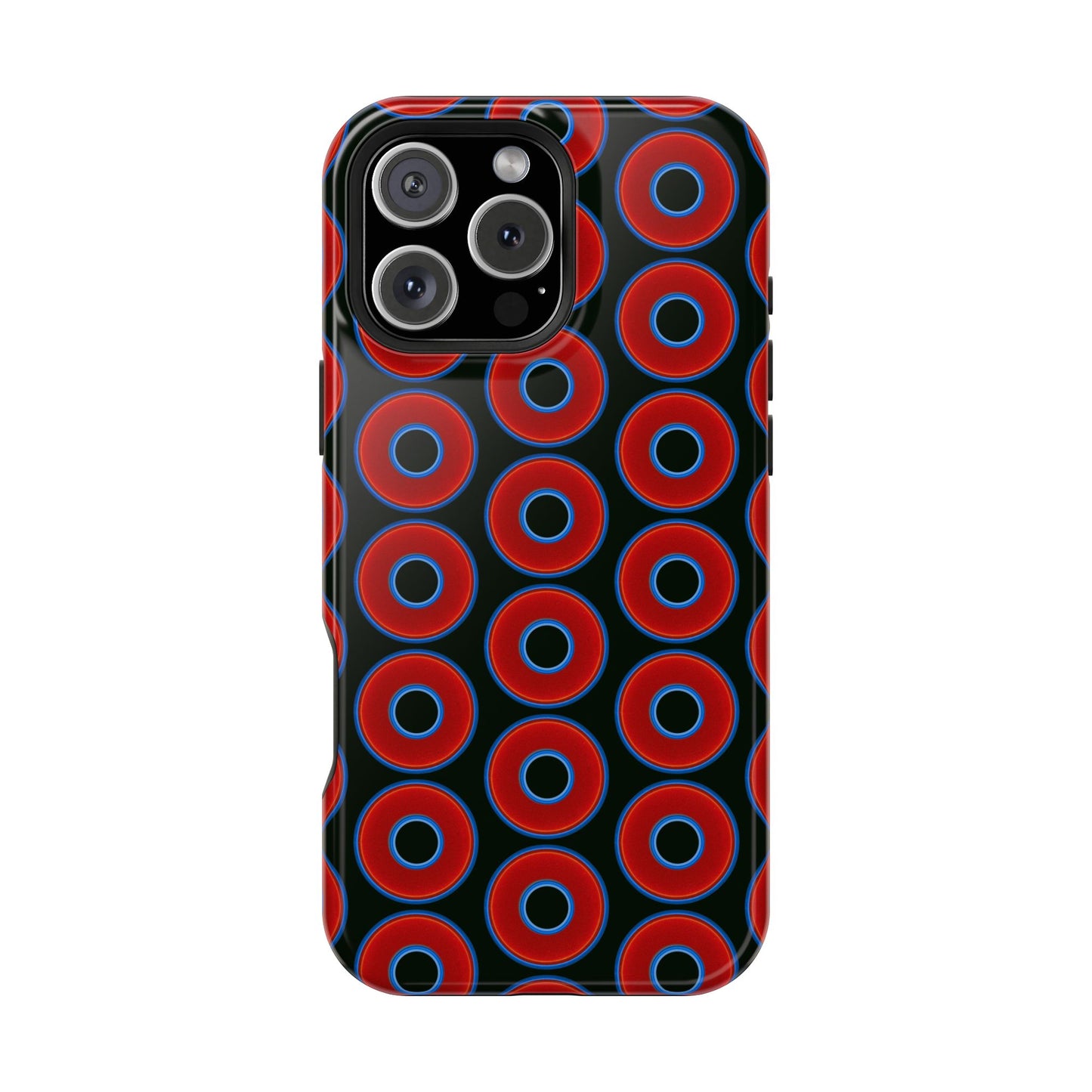 Magnetic Tough Donut Case - red vivid donut print w/midnight green background