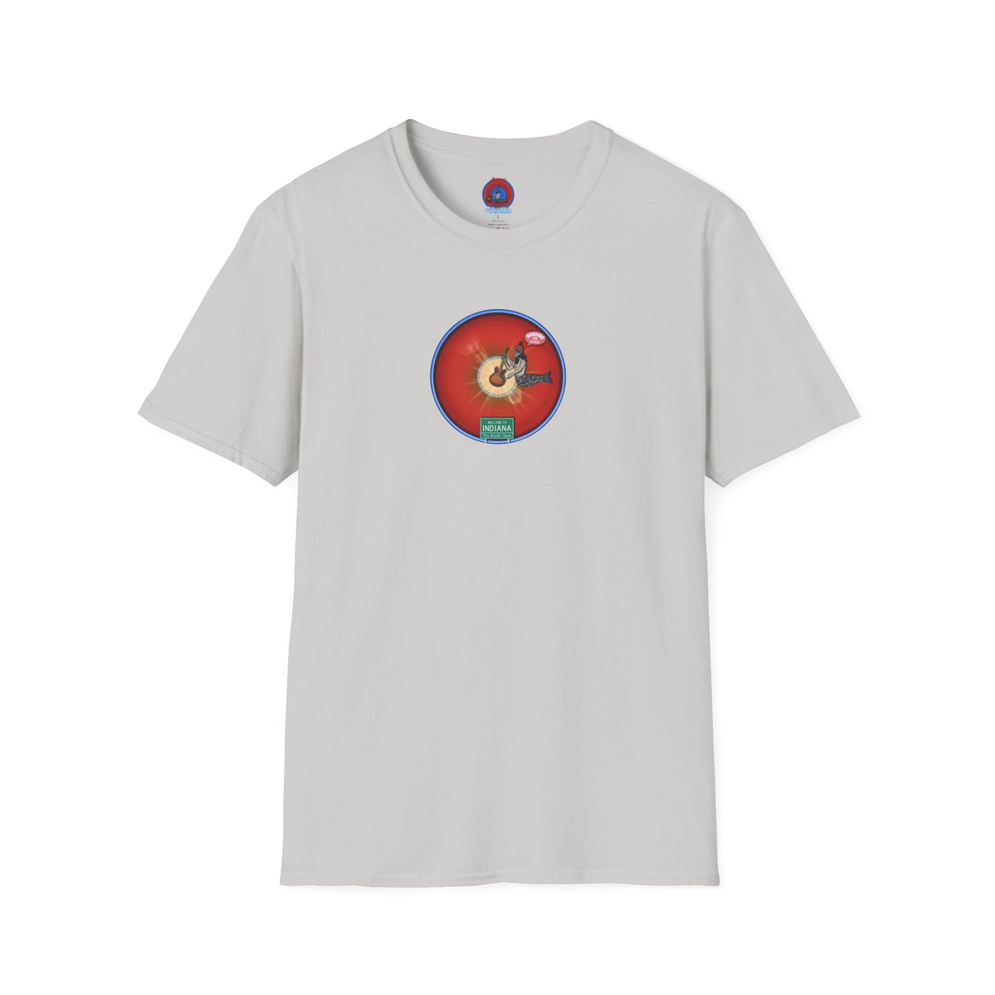 Classic Donut Tee - Unisex Soft-Style - "Indiana is for Boofers" - vivid red/blue plumpy donut - variant 1 - w/toppings