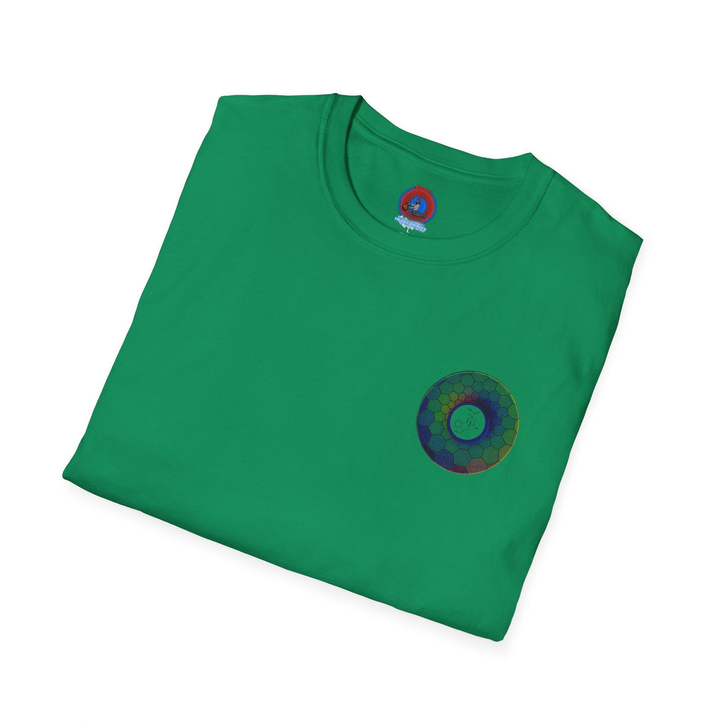 Classic Donut Tee - Unisex Soft-Style - "Dr. Albert Hofmann's Favorite Donut" - series 1.0  - variant 1 - green hexadonut