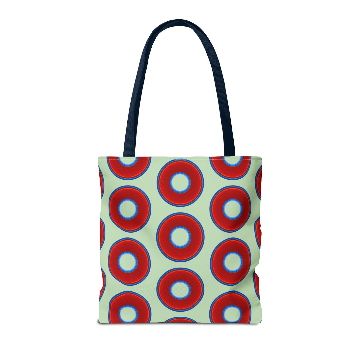Lumpy Beach/Tote Bag - red vivid donuts w/seafoam background