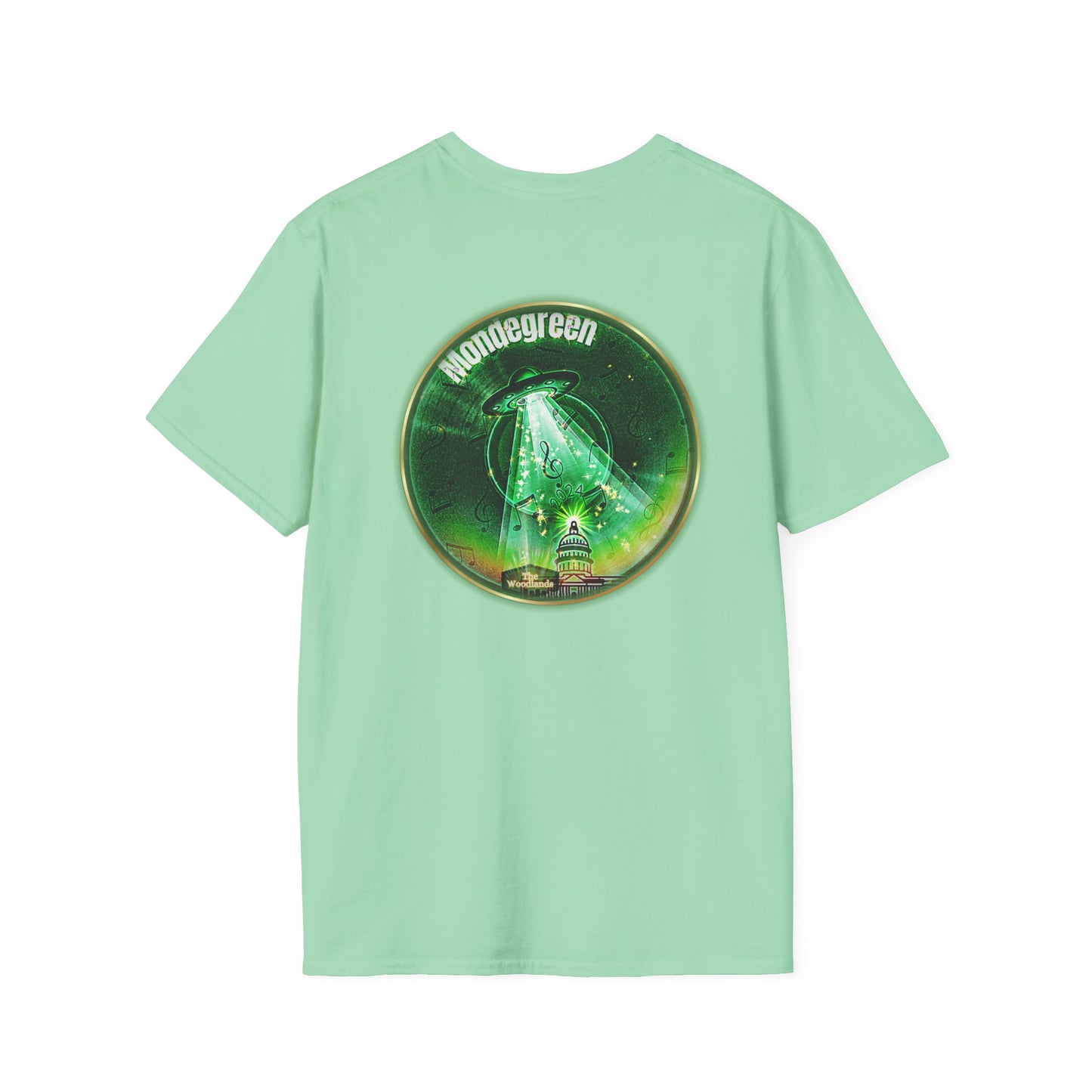 Classic Donut Tee - Unisex Soft-Style - "Close Encounters of the Delaware kind - Mondegreen Donut"  " variant 2 - green donut
