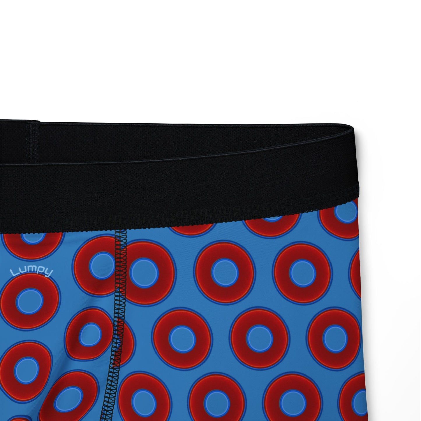 Men's Donut Boxers - red vivid donuts w/light steel blue background