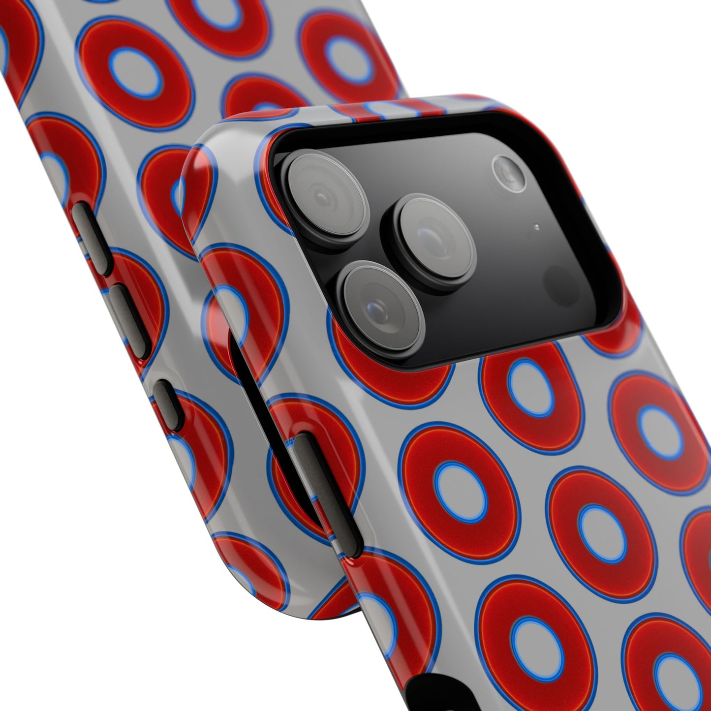 Impact-Resistant Lumpy Donut Case - red vivid donut print w/light gray background