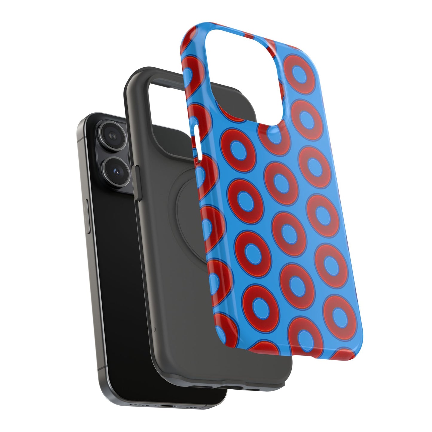 Impact-Resistant Lumpy Donut Case - red vivid donut print w/sky royal blue background