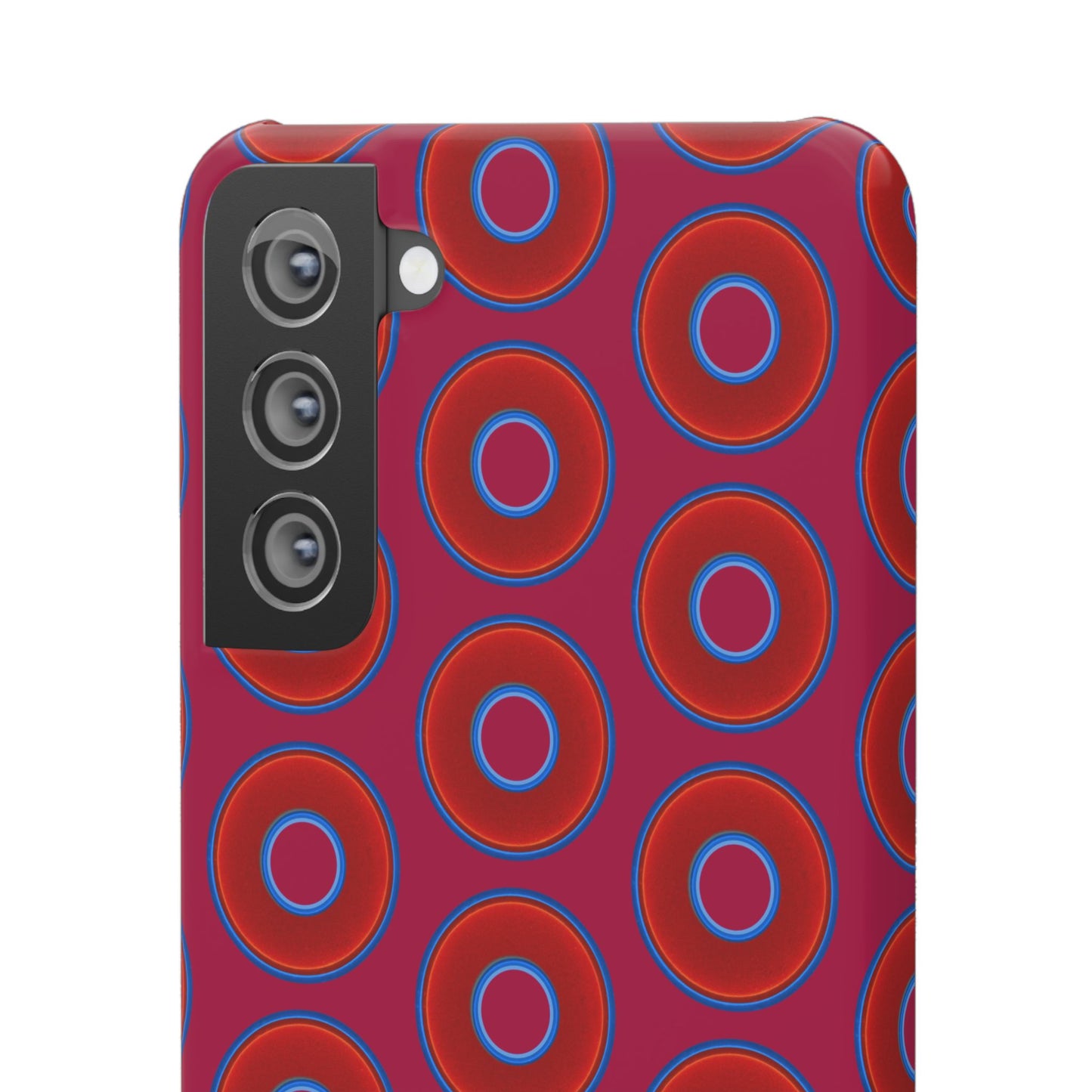 Lumpy Donut Snap Case - red vivid donut print w/dark magenta background