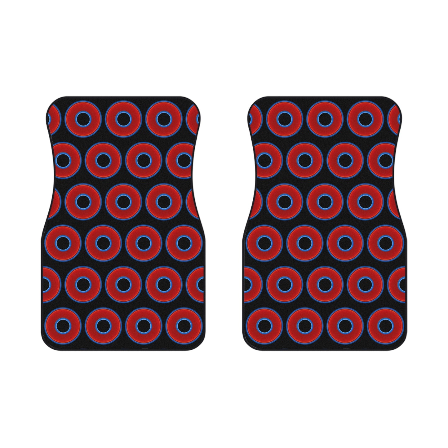 Contacted Car Mats - Set of 2/Front - vivid donut print w/black background