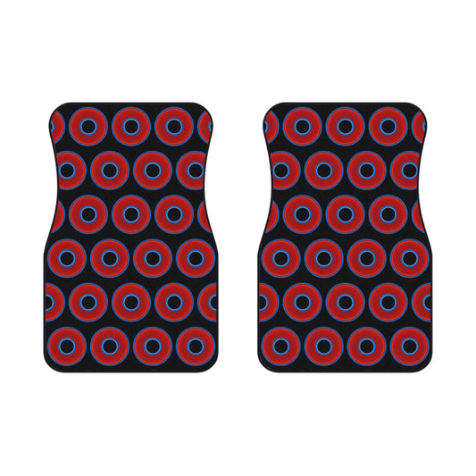 Contacted Car Mats - Set of 2/Front - vivid donut print w/black background