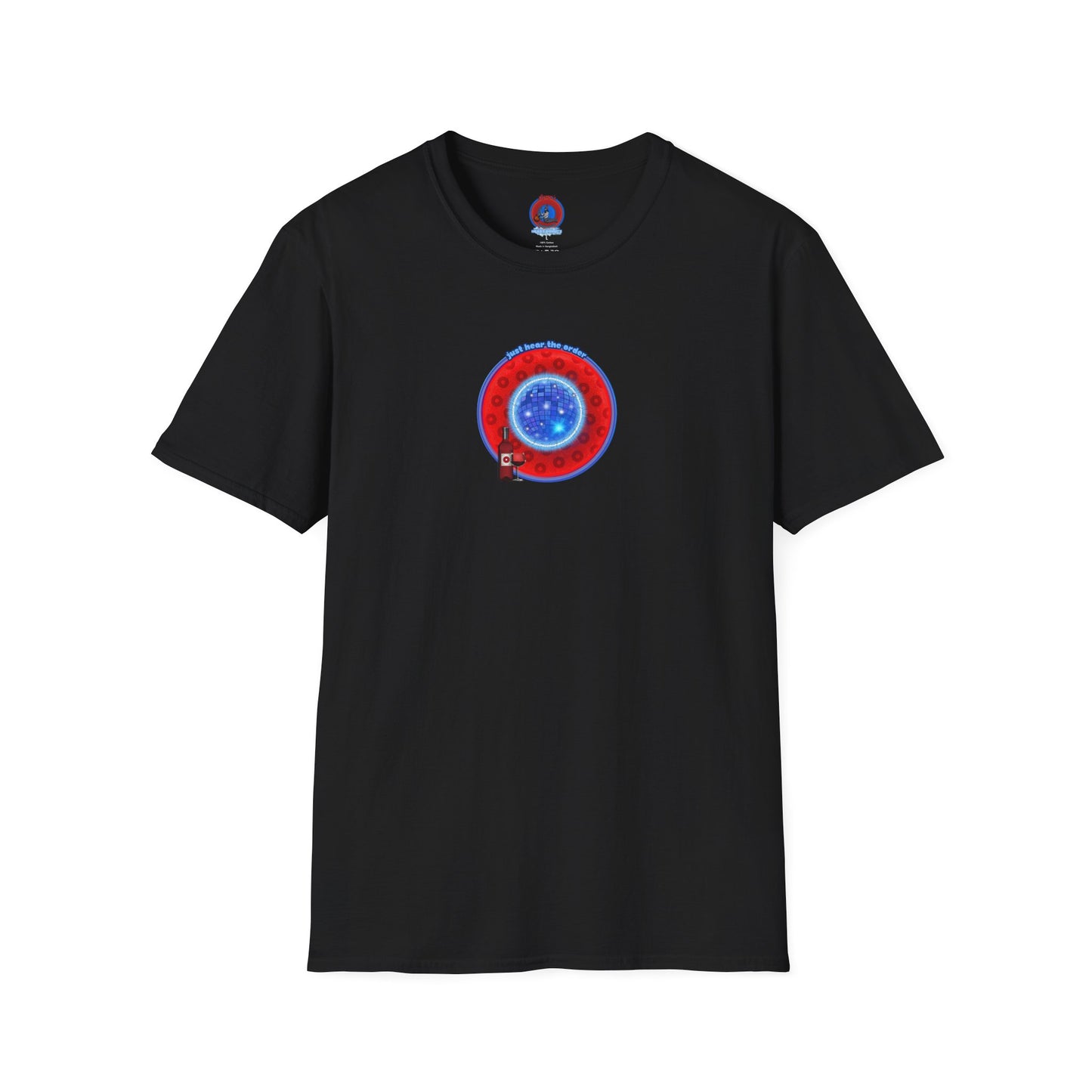 Classic Donut Tee - Unisex Soft-Style - "The Skipper's Donut" - red/blue paradoxical widemouthed donut - variant 1