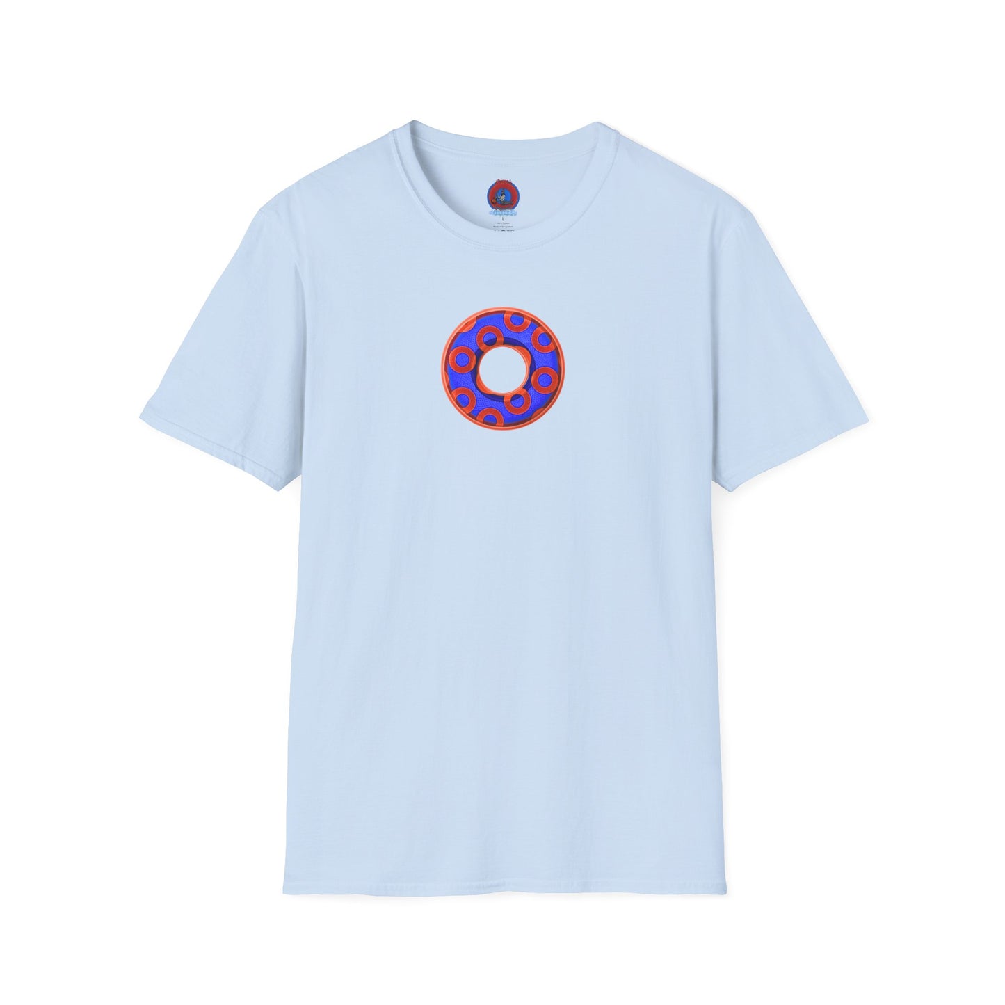 Plain Donuts/Unisex Soft-Style - "Plain Rustic Paradoxical Donuts" - electric blue/red donuts