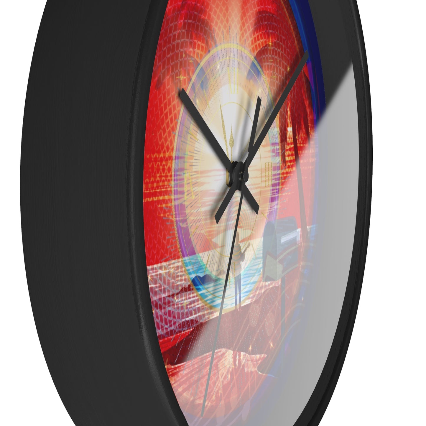 Lumpy Wall Clock - "The Velvet Cake Donut" - vivid red pic donut w/navy background