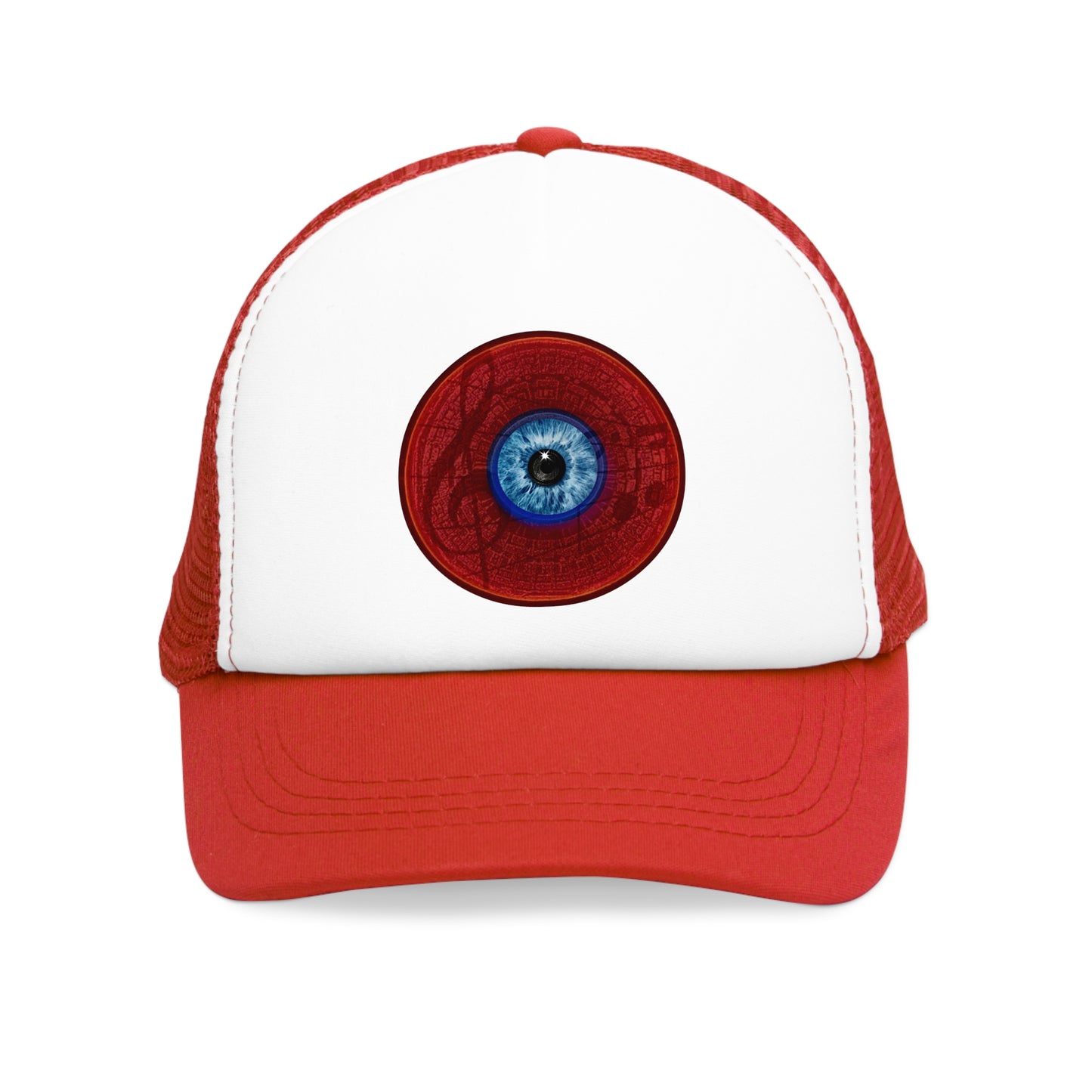 Lumpy Trucker Hat - "Gogli Sees All" - red donut