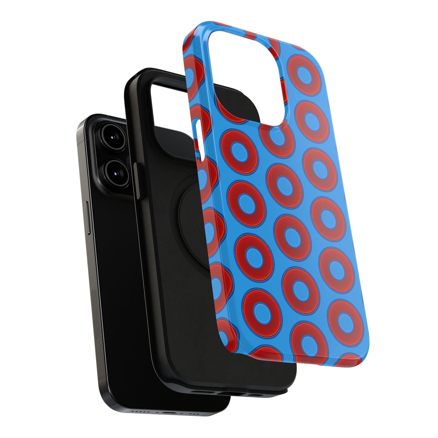 Impact-Resistant Lumpy Donut Case - red vivid donut print w/sky royal blue background