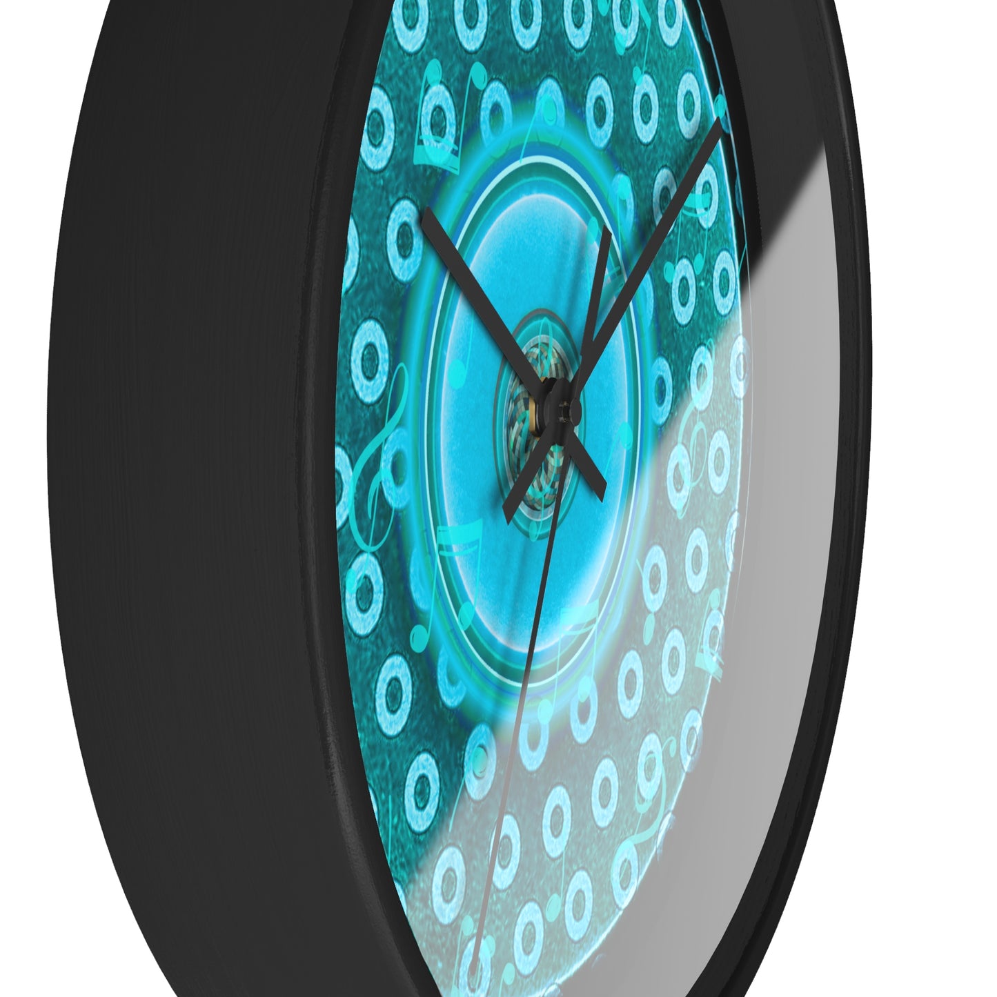 Lumpy Wall Clock - "Paradise Donut" - deal/dark teal weathered paradoxical donut w/black background