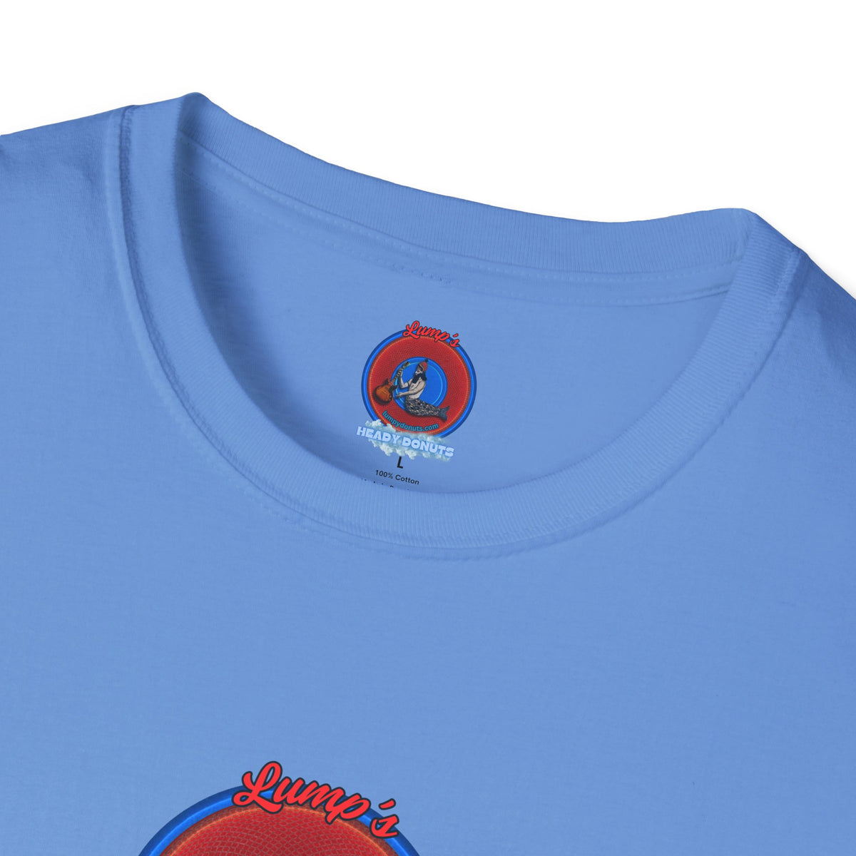 Classic Donut Tee - Unisex Soft-Style - "Lump's Heady Donuts Logo" - series 1.0  - red/blue rustic donut