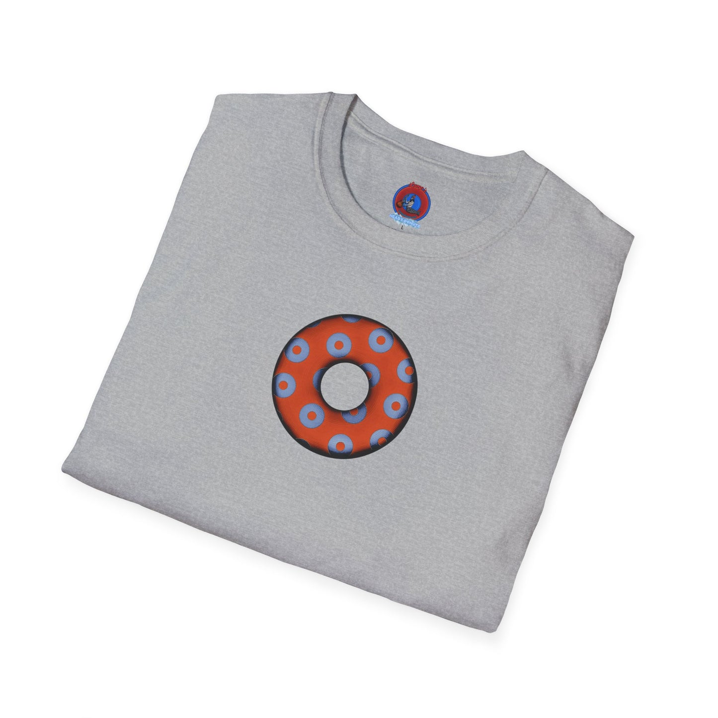 Plain Donuts/Unisex Soft-Style - "Plain Blimpy Paradoxical Donuts" - light blue/orange donuts